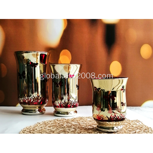 Candle Holder Glasses Laser Etching Hurricane Glass With Spray Color Factory